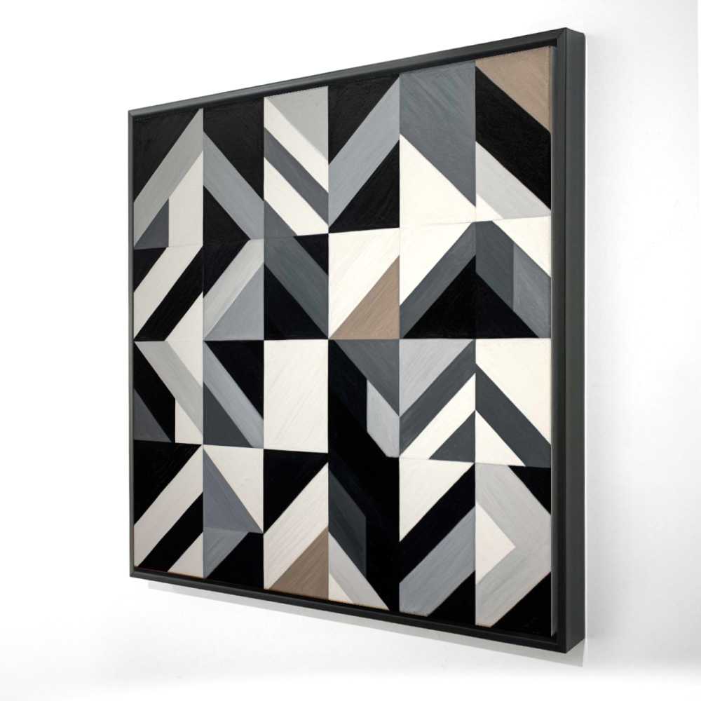 2081-3636-PA27 36 x 36 in. Grid - Black Patterns Framed Canvas for Home Decor - Art
