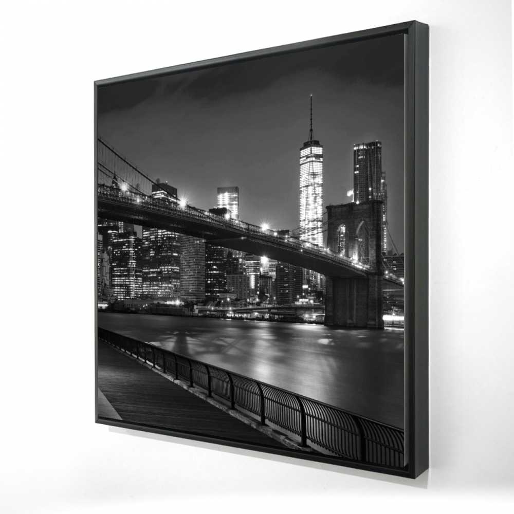 2081-3636-PH13-1 36 x 36 in. City Under The Night - Black & White Canvas Art - Home Decor