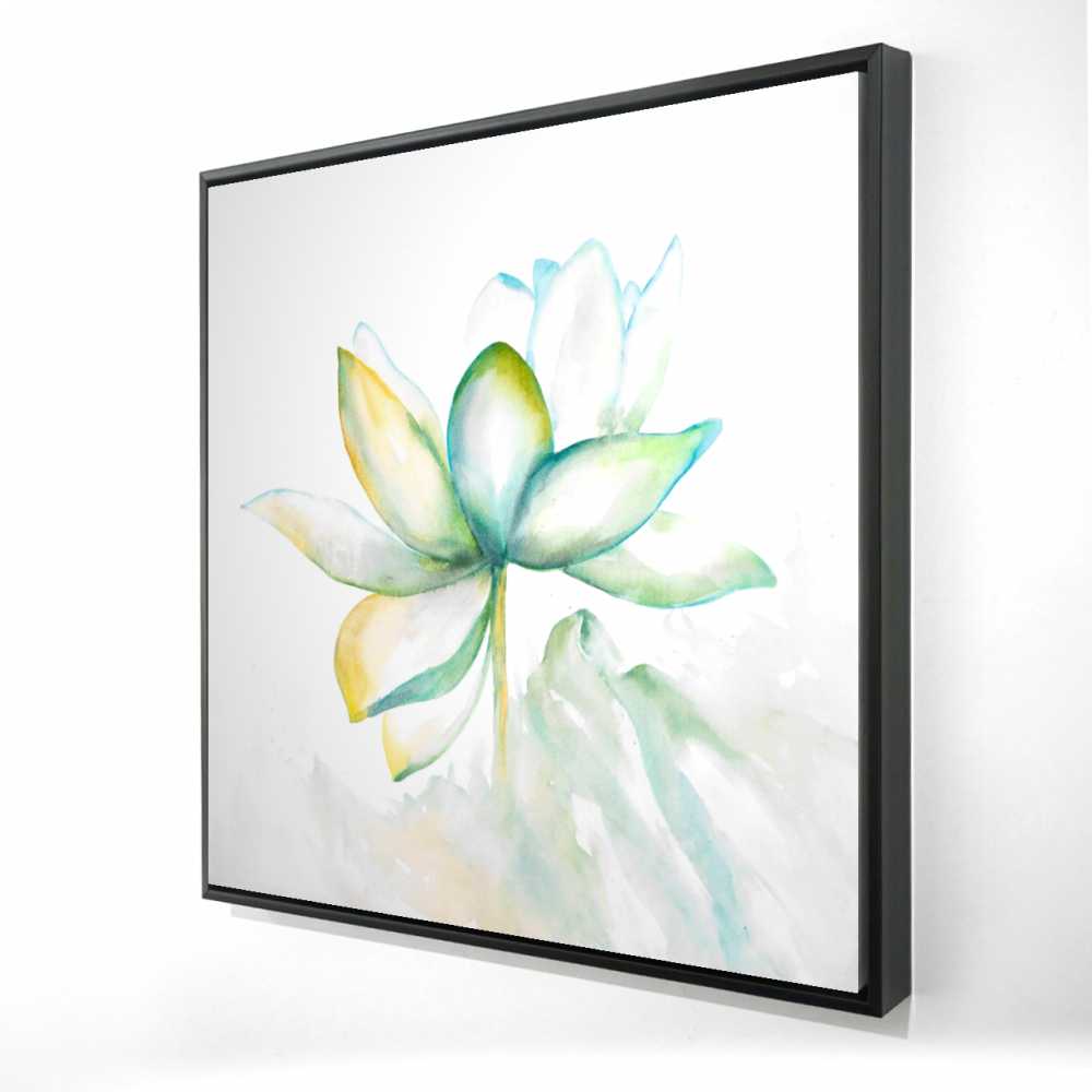 2081-3636-FL182 36 x 36 in. Abstract Lotus Flower - Romantic Botanical Framed Canvas