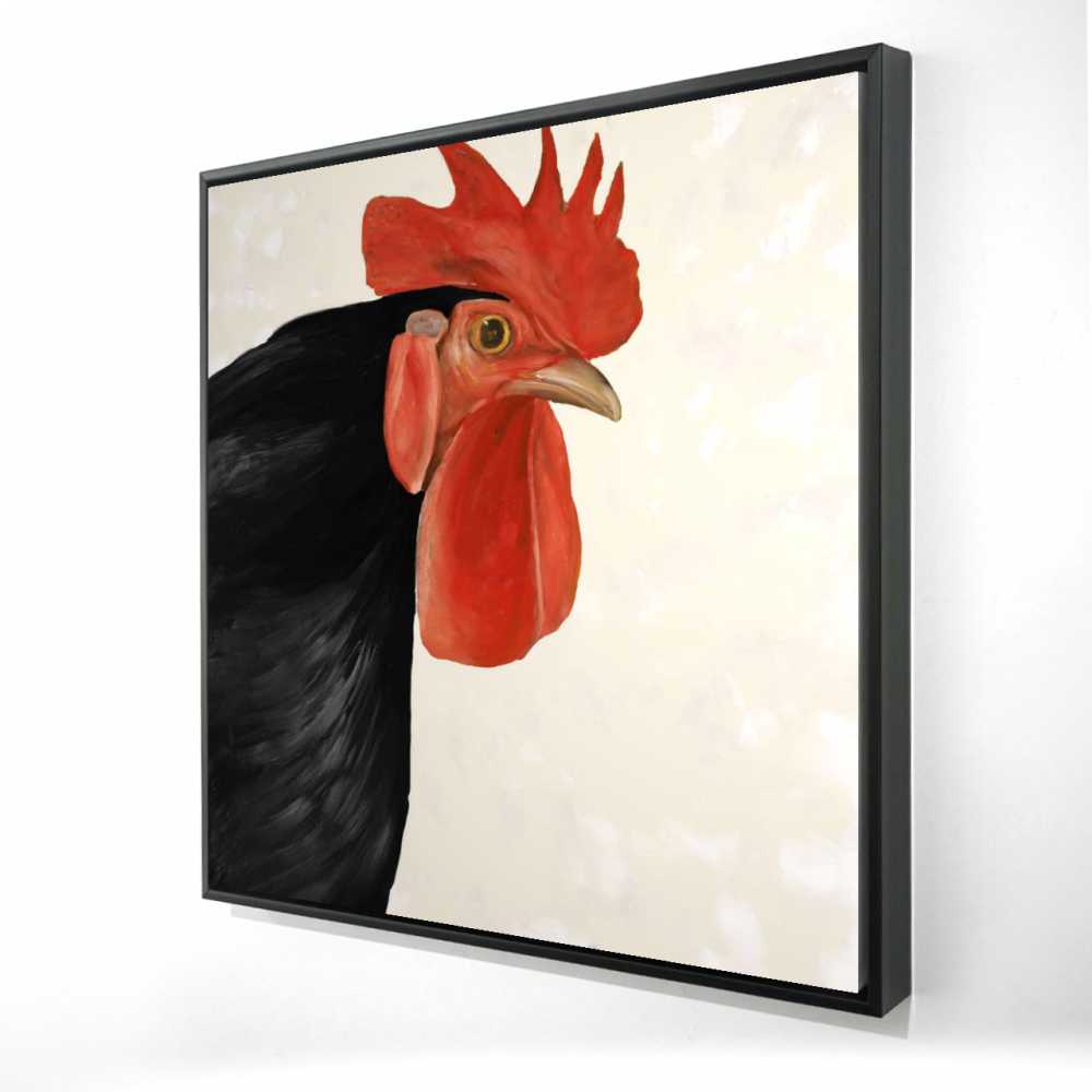 2081-3636-AN263-1 36 x 36 in. Black Hen - Animals Kitchen Framed Canvas for Home Decor