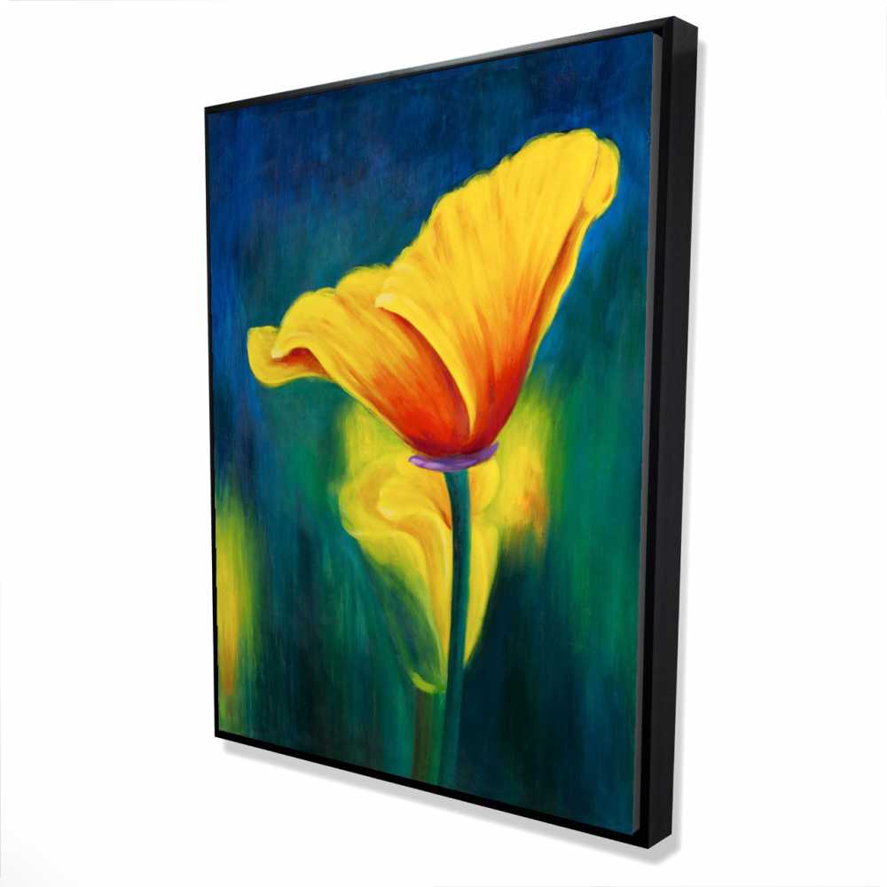 2081-4836-FL105 36 x 48 in. Superb Contrast Flowers - Blue Office Framed Canvas Decor