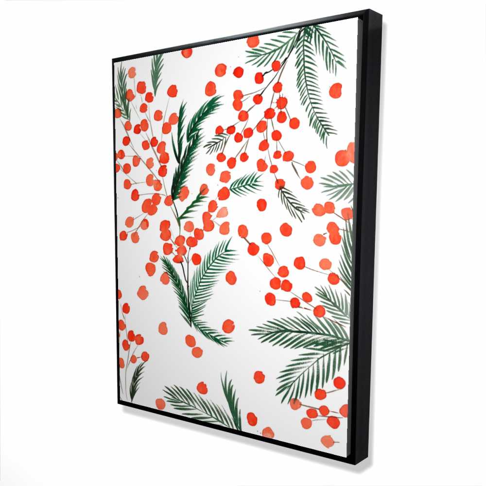2081-4836-HO9 36 x 48 in. Mistletoe Leaf Pattern - Illustrative Holidays Framed Canvas