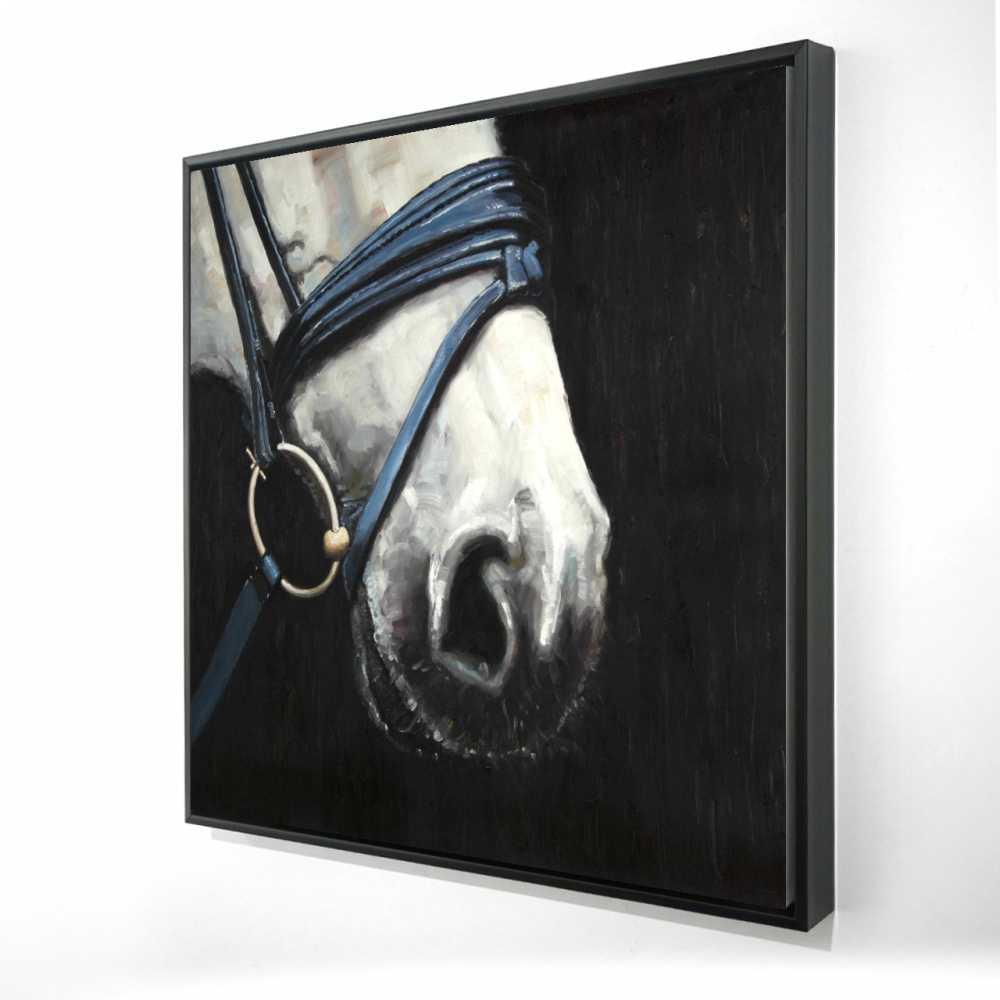 2081-3636-AN484 36 x 36 in. Horse with Harness - Rustic Animals Framed Canvas Decor
