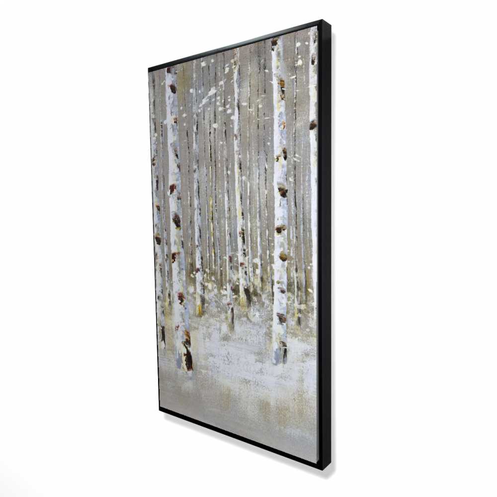 2081-4824-LA7 24 x 48 in. Birch Forest by Winter - Snow Modern Framed Canvas Decor