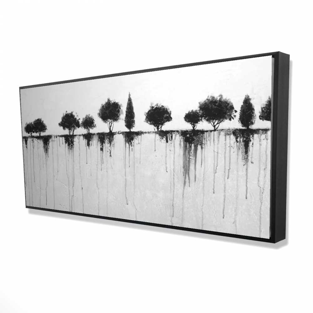 2081-2448-LA87 24 x 48 in. Abstract Black Trees - Framed Canvas - Office Art