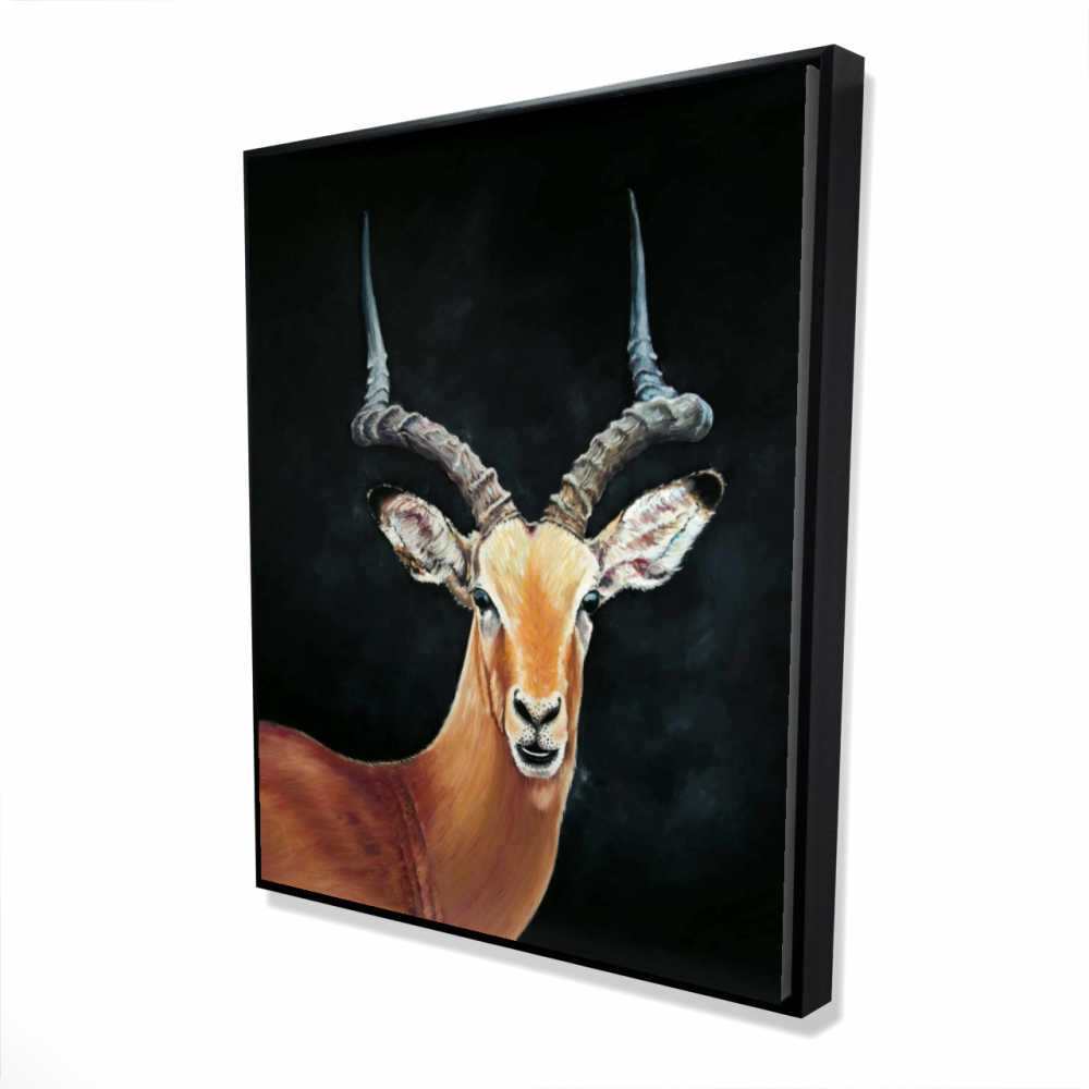 2081-6048-AN517 48 x 60 in. Antelope Black Deer Framed Canvas - Elegant Home Decor
