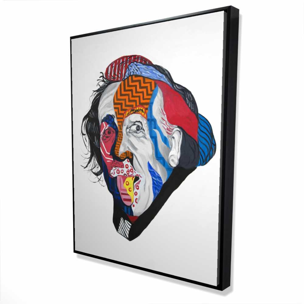 2081-4836-PO4 36 x 48 in. Abstract Albert Einstein - Blue Contemporary Framed Canvas Art