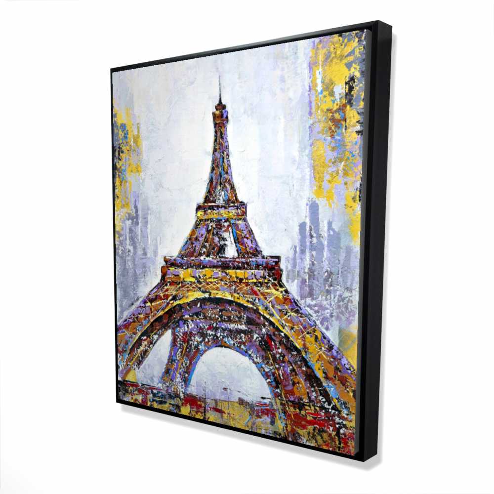 2081-6048-CI46 48 x 60 in. Abstract Paint Splash Eiffel Tower - Framed Canvas Decor