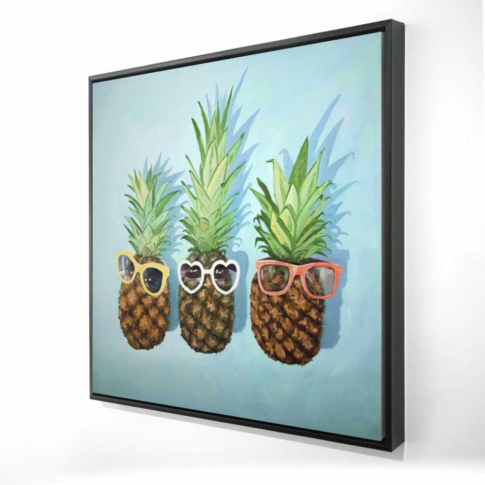 2081-3636-GA120 36 x 36 in. Summer Pineapples - Kitchen Brown Framed Canvas Home Decor