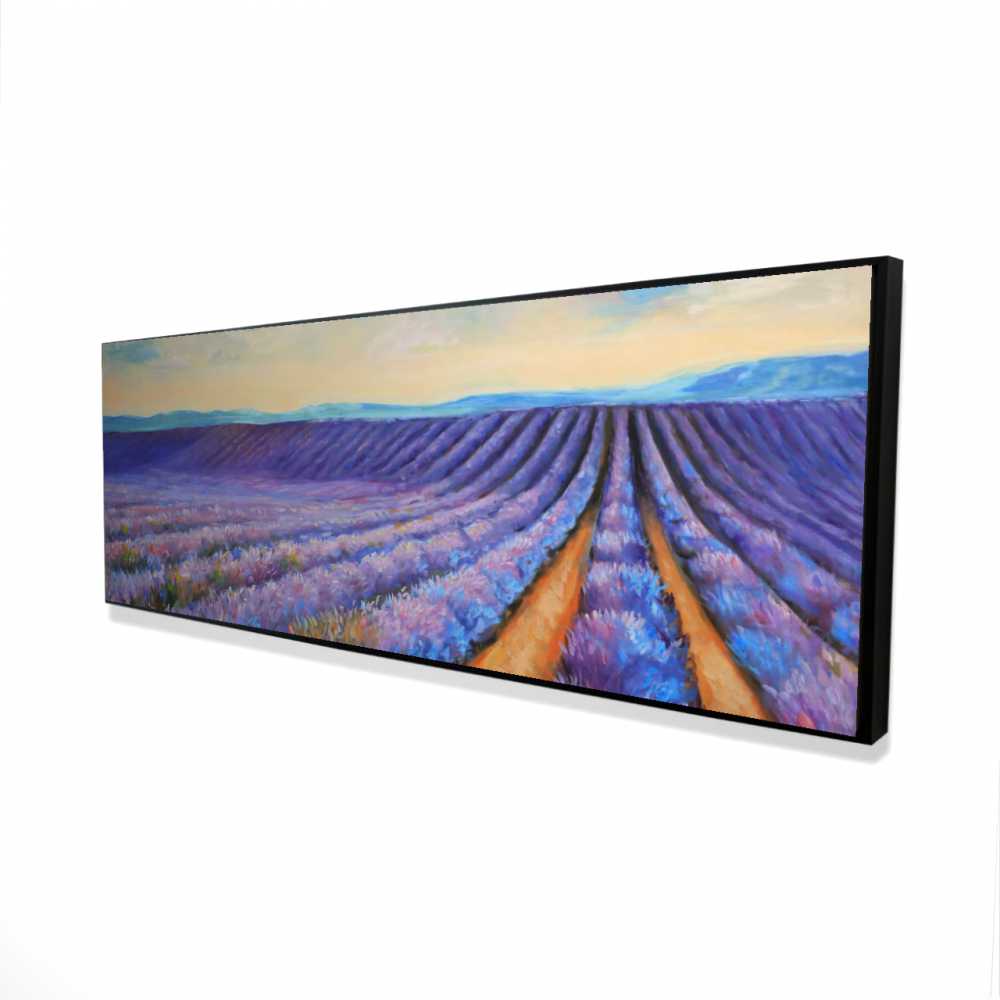2081-2060-LA108 20 x 60 in. Lavender Fields - Botanical Framed Canvas for Bathroom Decor