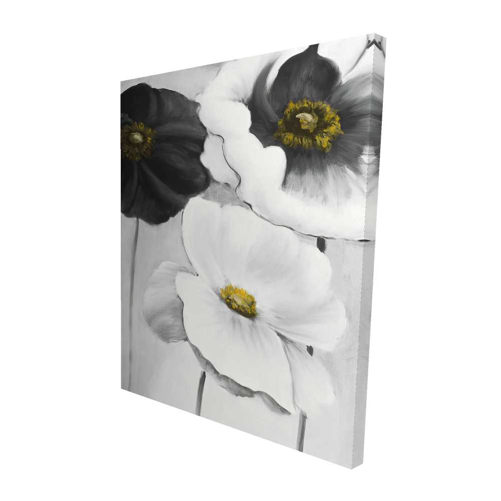 2080-6048-FL121 48 x 60 in. Assorted White Flowers - Black Monochrome Canvas Decor