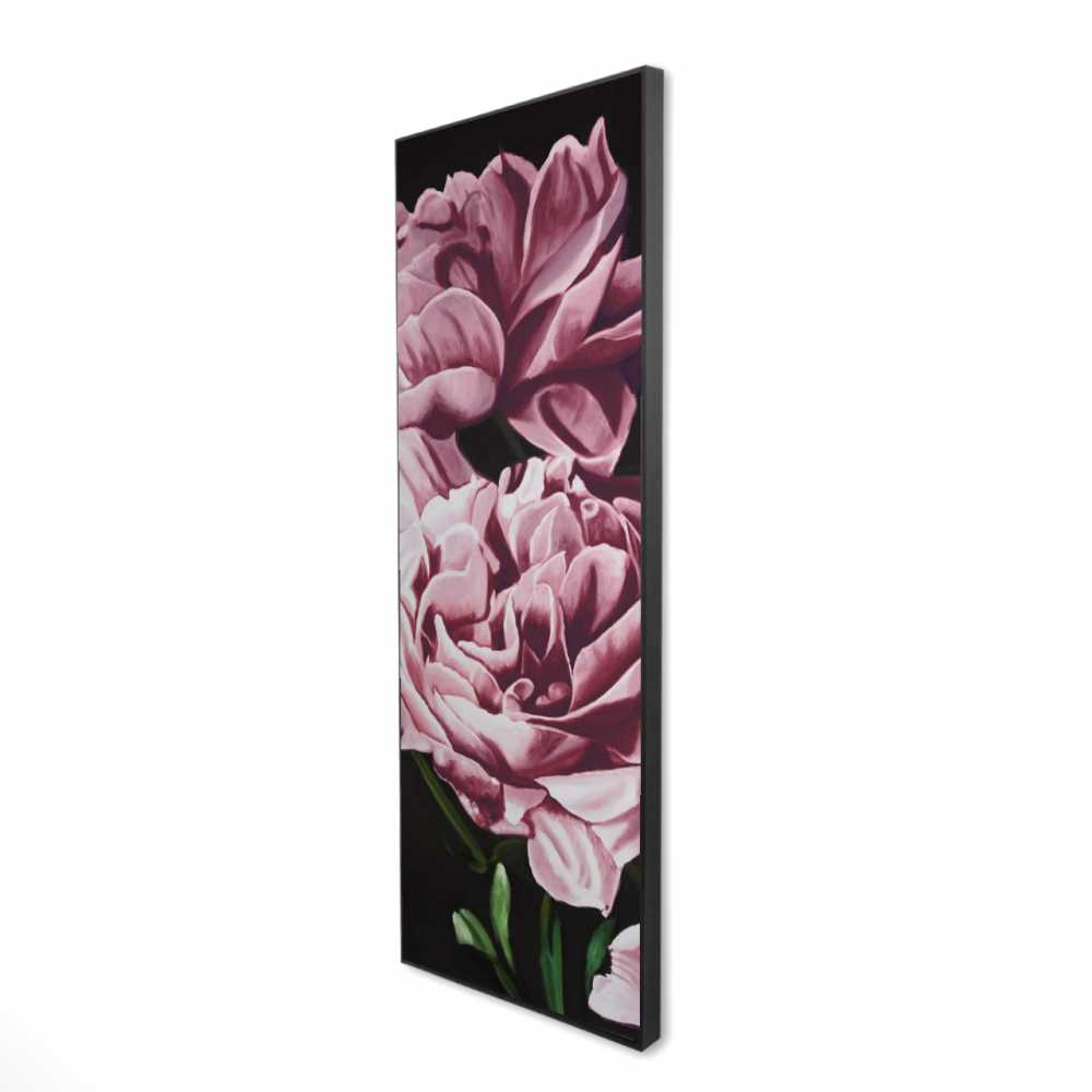 2081-6020-FL355-1 20 x 60 in. Pink Peonies - Hyperrealist Framed Canvas for Home Decor