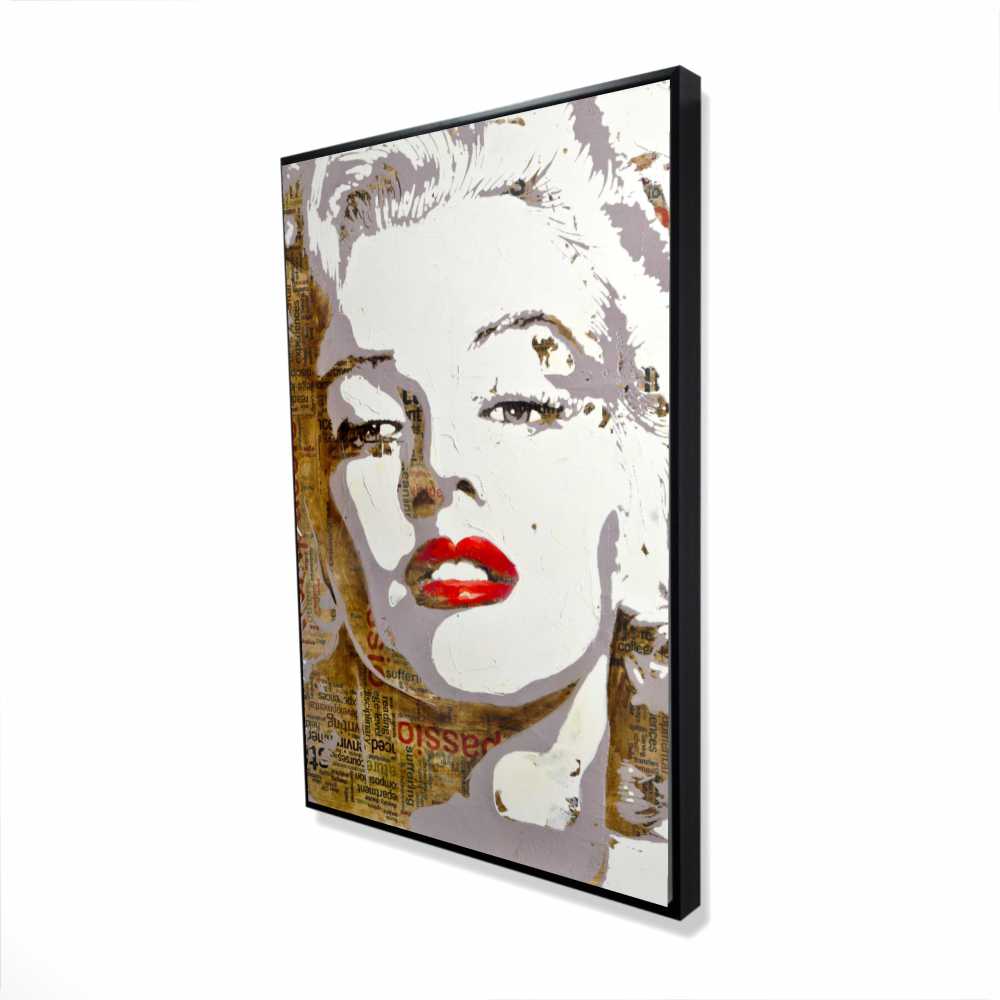 2081-3624-FI2 24 x 36 in. Marilyn Monroe Typography Pop Art Red Framed Canvas Decor
