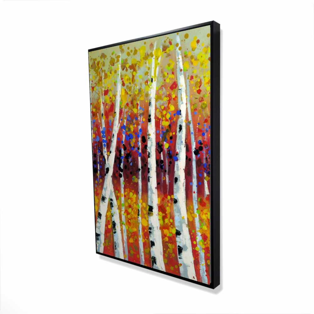 2081-3624-LA2 24 x 36 in. Colored Birches - Bedroom Trees Framed Canvas Home Decor