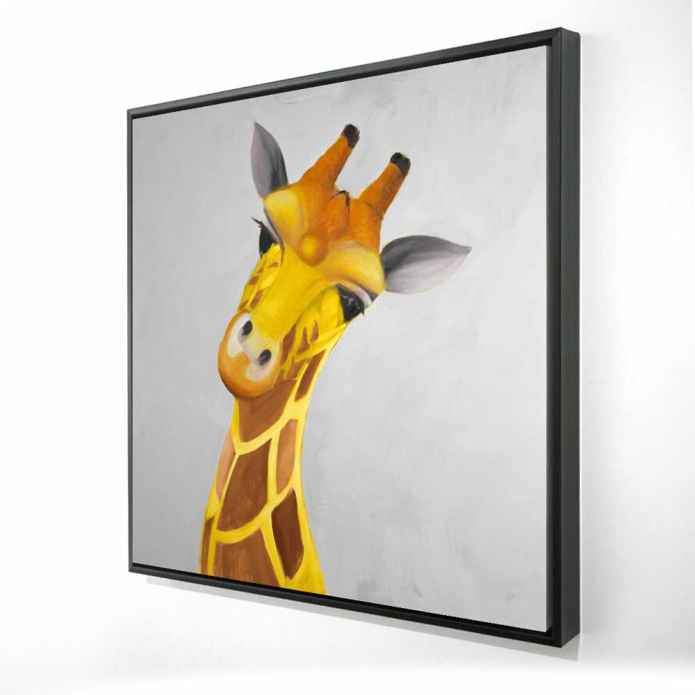 2081-3636-AN178-2 36 x 36 in. Curious Giraffe - Wildlife Framed Canvas for Home Decor
