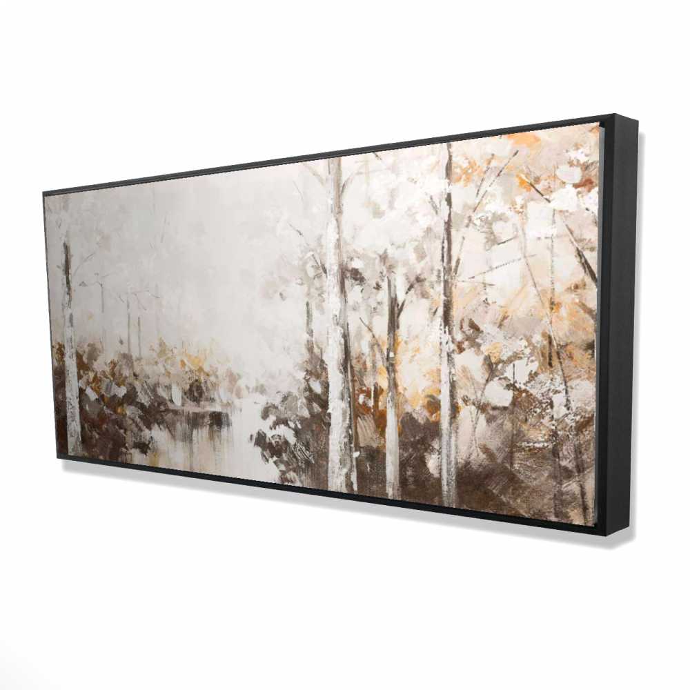 2081-2448-LA18 24 x 48 in. Abstract White Forest - Modern Framed Canvas for Home Decor