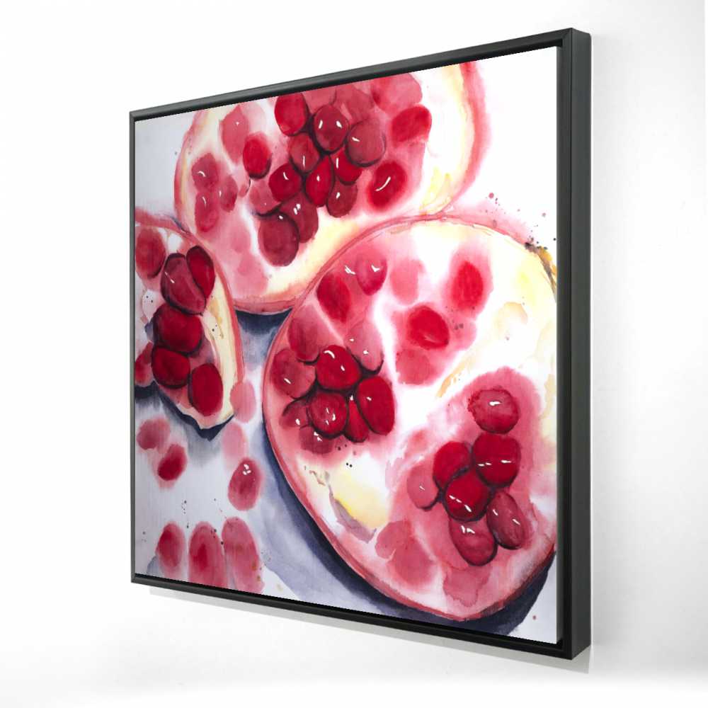 2081-3636-GA103 36 x 36 in. Pomegranate Pieces - Kitchen Red Framed Canvas Home Decor