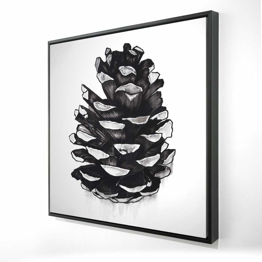 2081-3636-MI99 36 x 36 in. Pine Cone - Black Framed Canvas for Living Room Decor