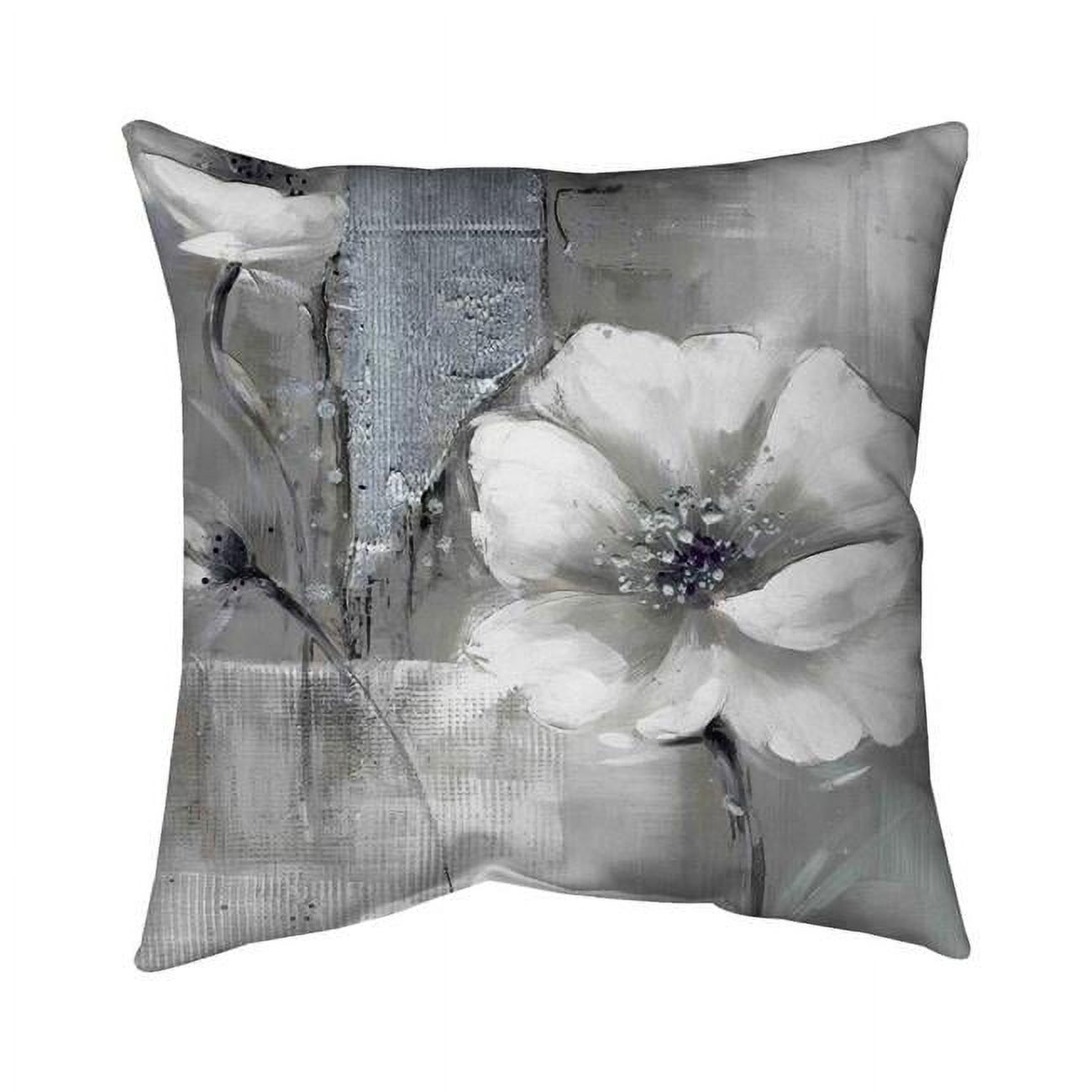 18 x 18 in. Monochrome & Silver Flowers-Double Sided Print Indoor Pillow