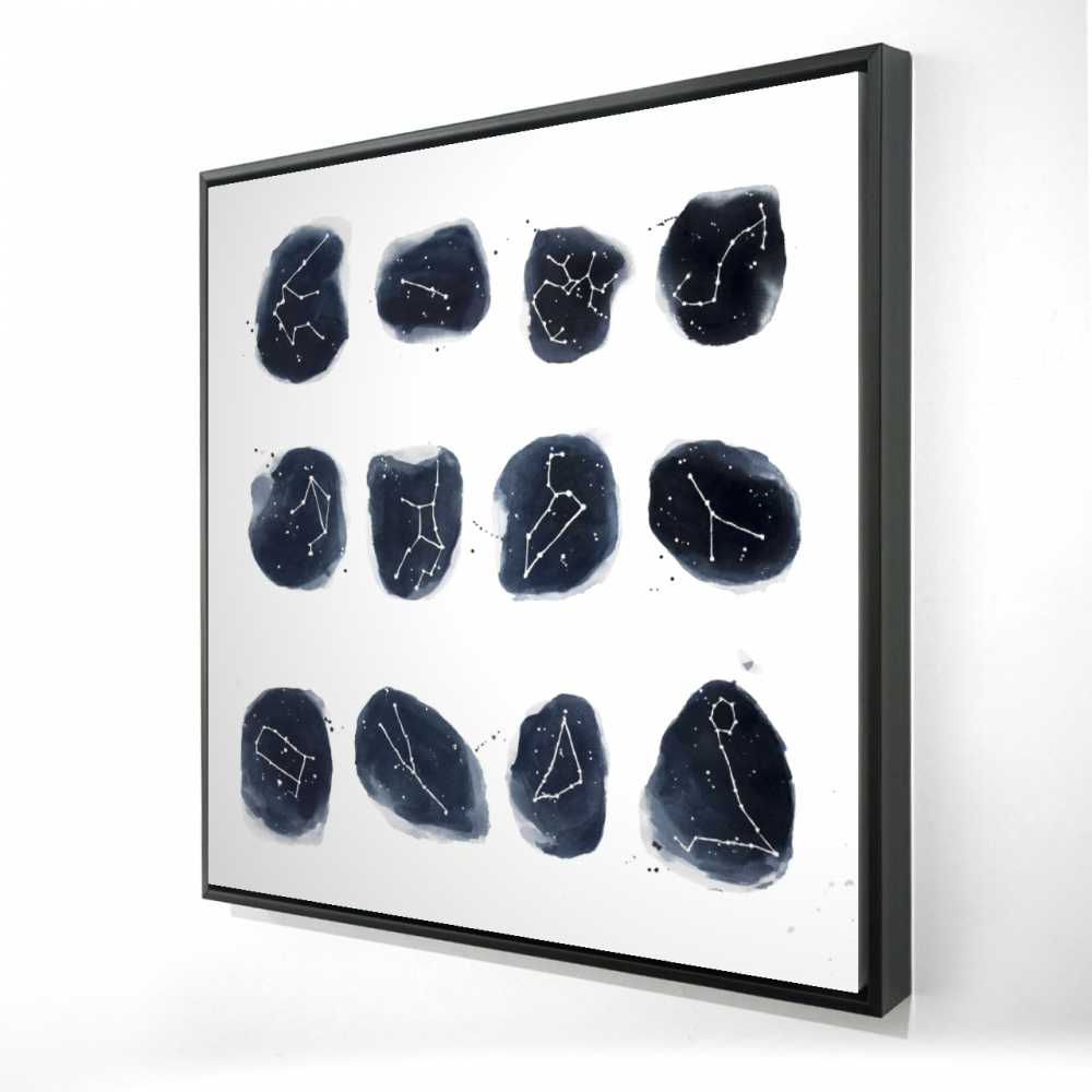 2081-3636-EA7 36 x 36 in. Constellations - Pattern White Framed Canvas for Home Decor