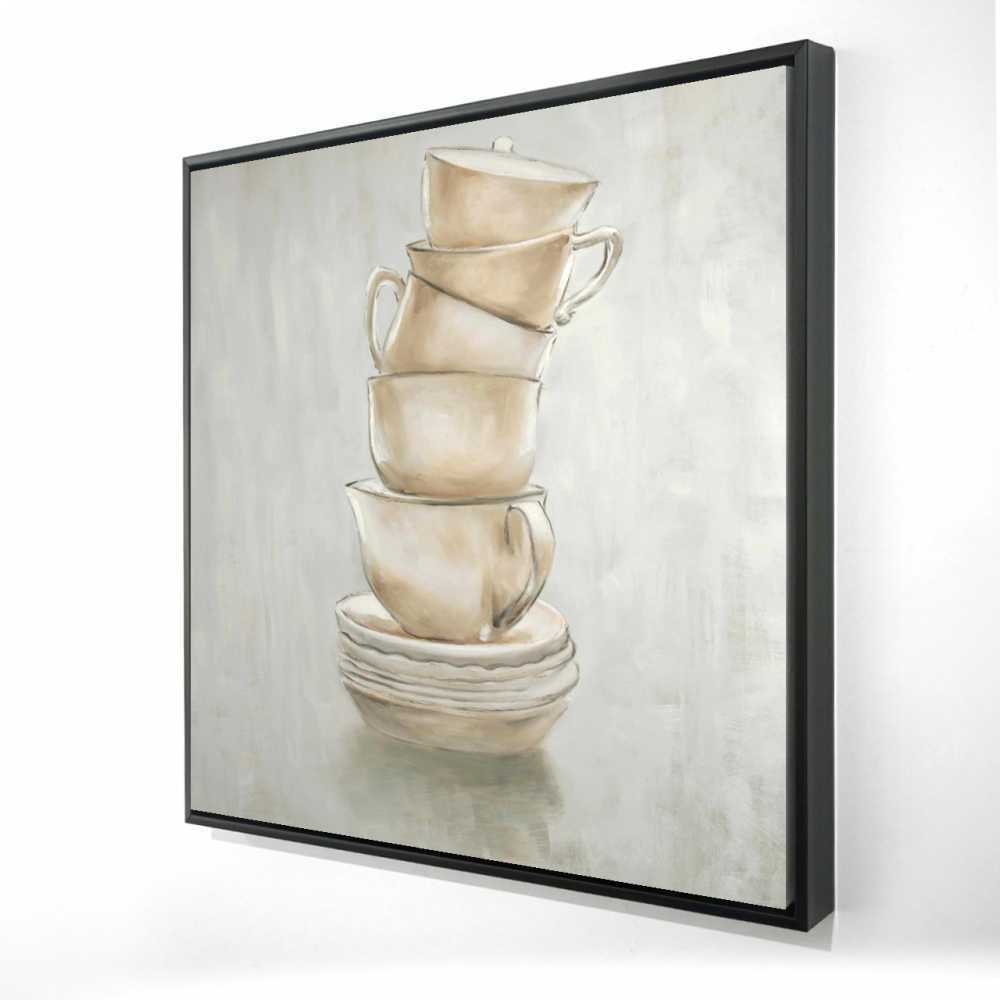 2081-3636-SL18 36 x 36 in. Coffee Mugs - Gray Object Framed Canvas for Home Decor