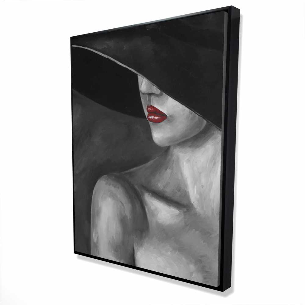 2081-4836-FA28 36 x 48 in. Mysterious Woman with A Hat - Romantic Bedroom Canvas Art