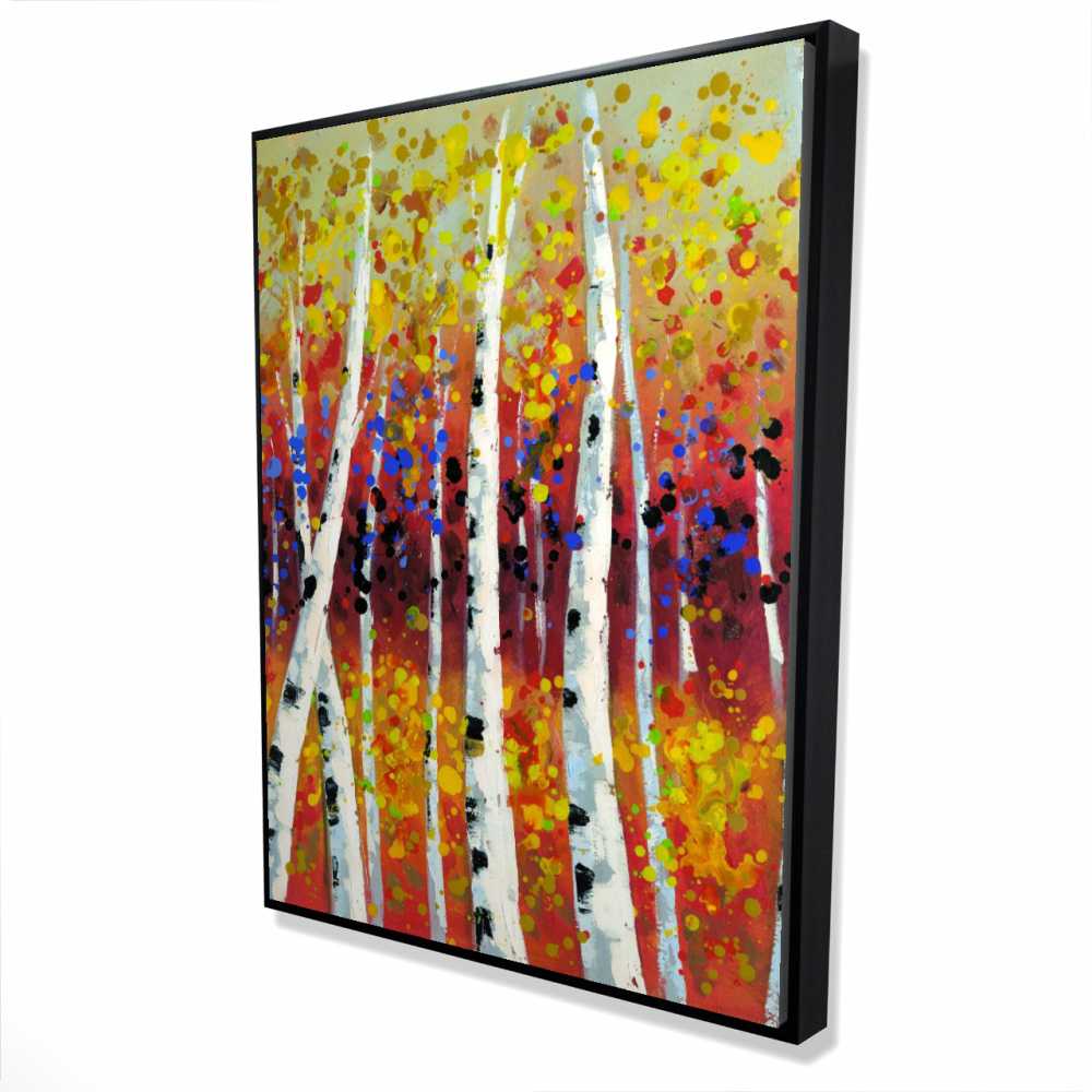 2081-4836-LA2 36 x 48 in. Colored Birches - Yellow Seasons Framed Canvas Home Decor