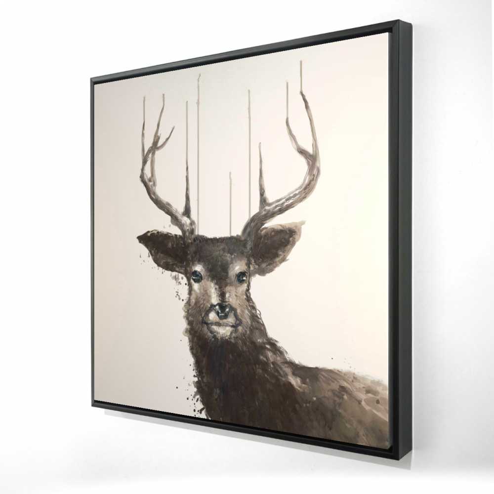 2081-3636-AN255-1 36 x 36 in. Abstract Deer - Rustic Brown Framed Canvas Home Decor