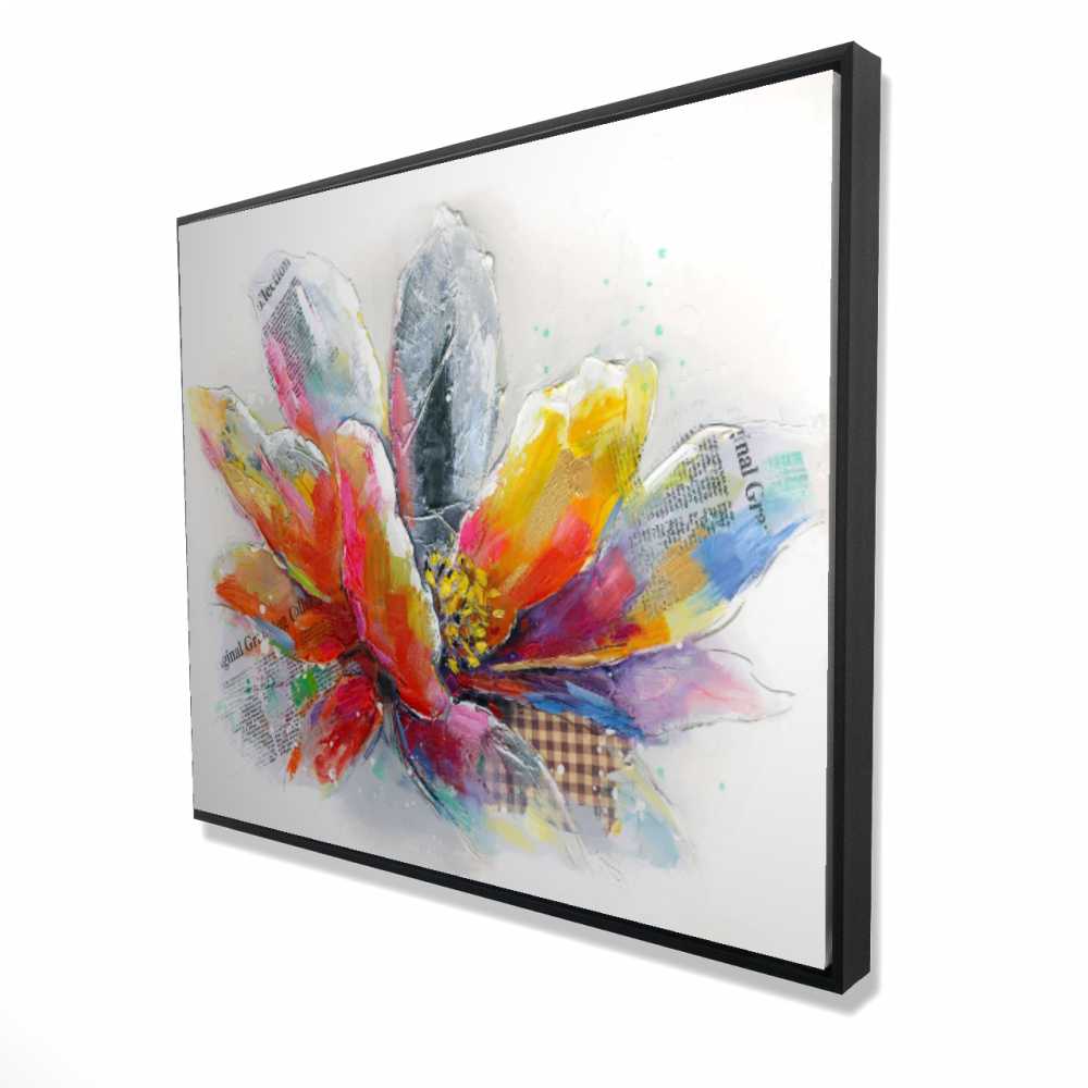 2081-4860-FL62 48 x 60 in. Abstract Flower with Texture - Framed Botanical Canvas Art