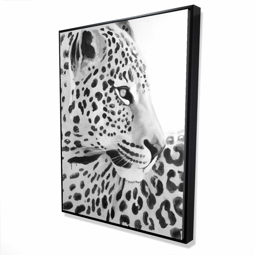 2081-4836-AN245 36 x 48 in. Beautiful Leopard - Black & White Framed Canvas Home Decor
