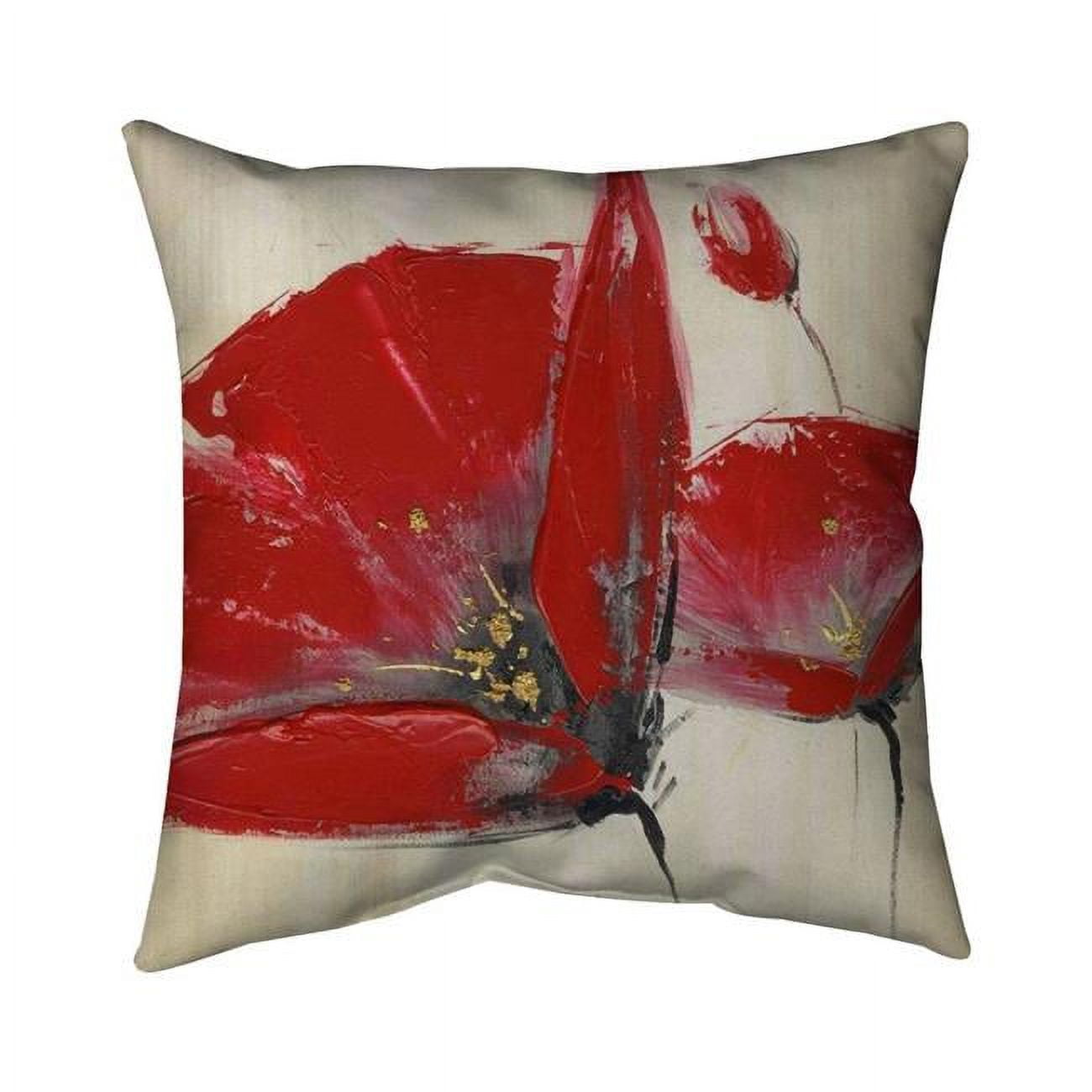 18 x 18 in. Three Red Flowers-Double Sided Print Indoor Pillow