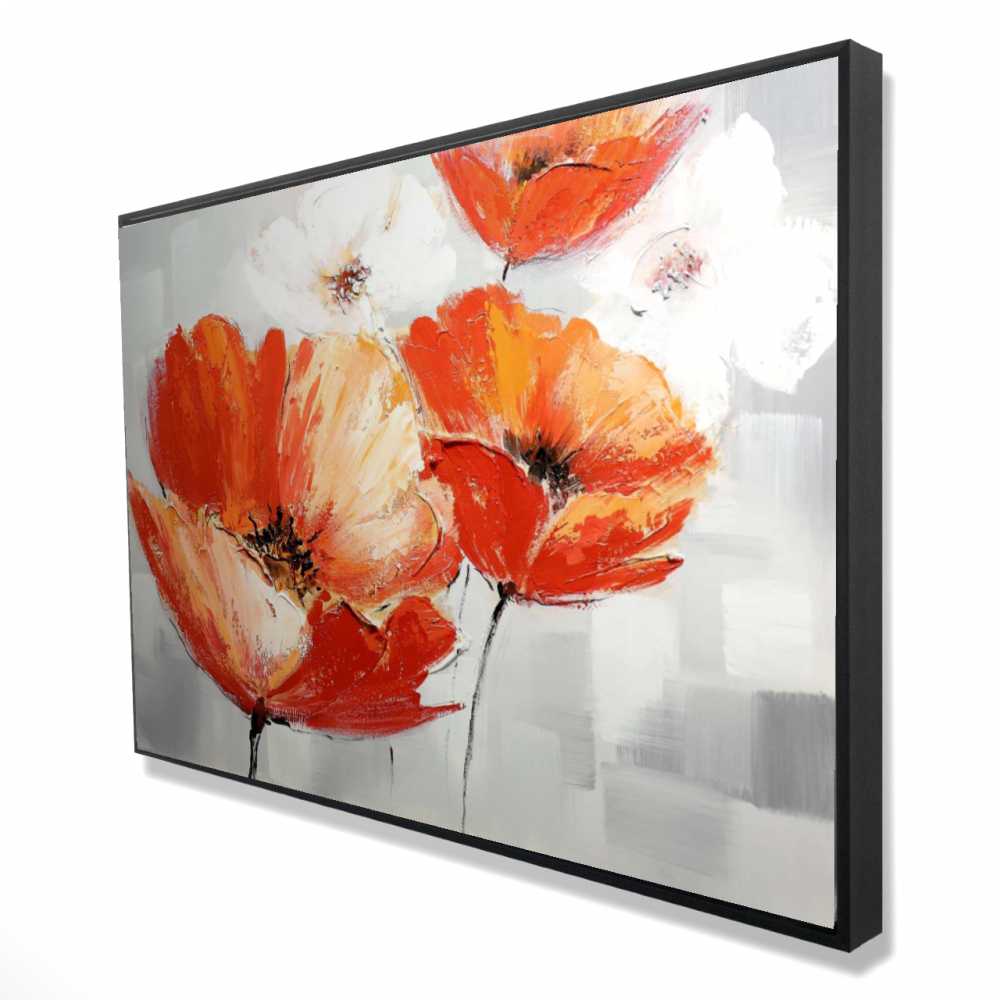2081-2436-FL56-CR 24 x 36 in. Red Wild Flowers in the Wind - Framed Canvas Home Decor