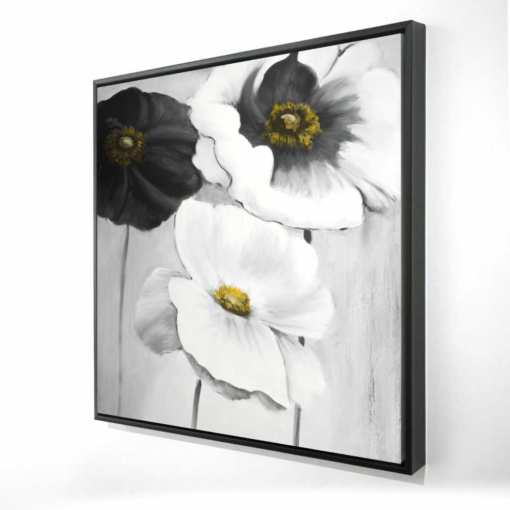 2081-3636-FL121 36 x 36 in. Assorted White Flowers - Monochrome Canvas for Home Decor