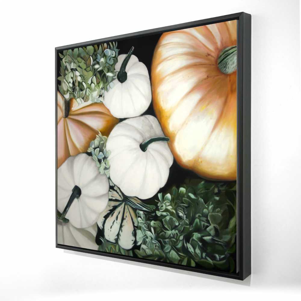 2081-3636-GA121 36 x 36 in. Fall Pumpkins - Rustic Framed Canvas Home Decor Art