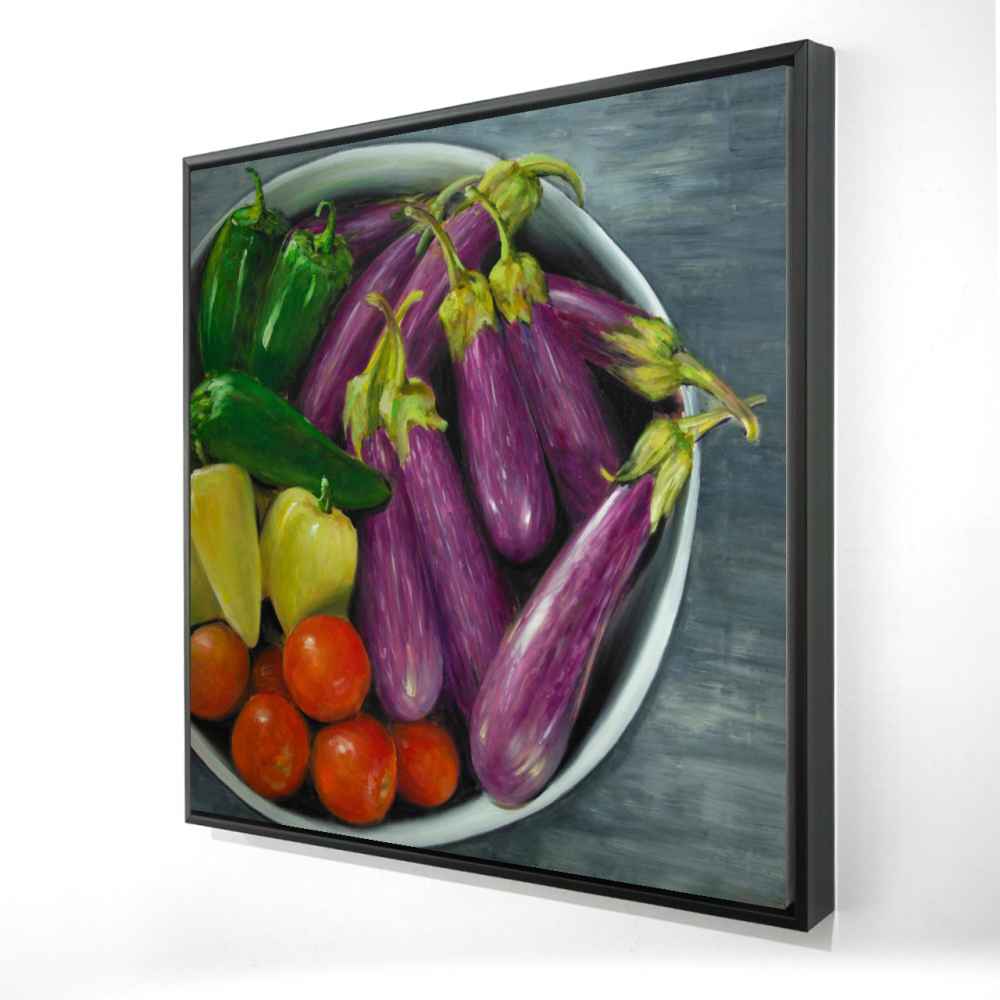 2081-3636-GA86 36 x 36 in. Bowl of Vegetables - Red Still Life Framed Canvas Decor
