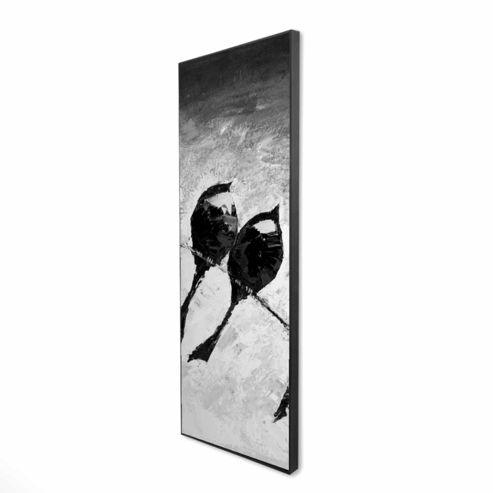 2081-6020-AN115-1 20 x 60 in. Five Birds Perched - Black & White Framed Canvas Art