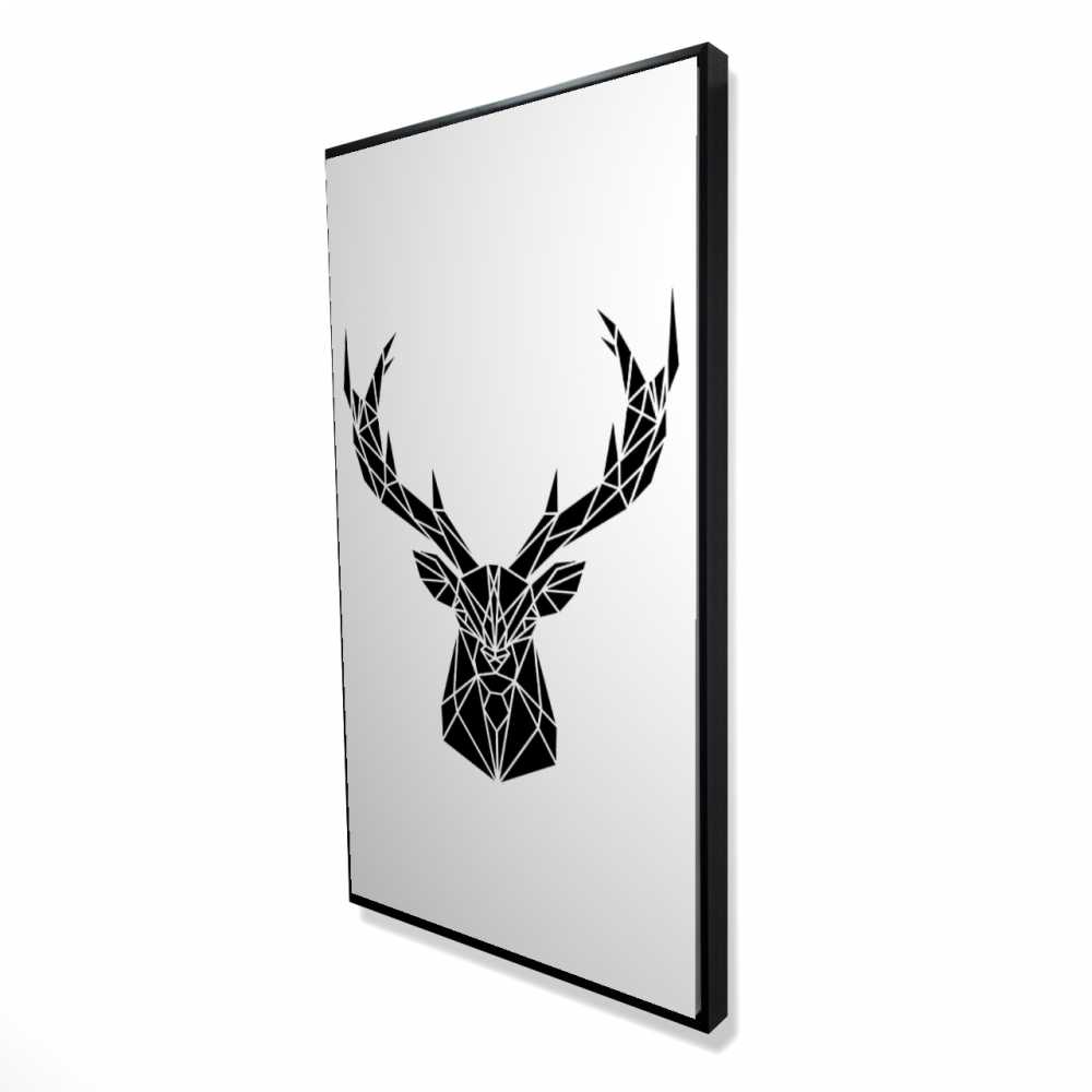 2081-4824-AN195 24 x 48 in. Geometric Deer Head - Black Framed Canvas Home Decor