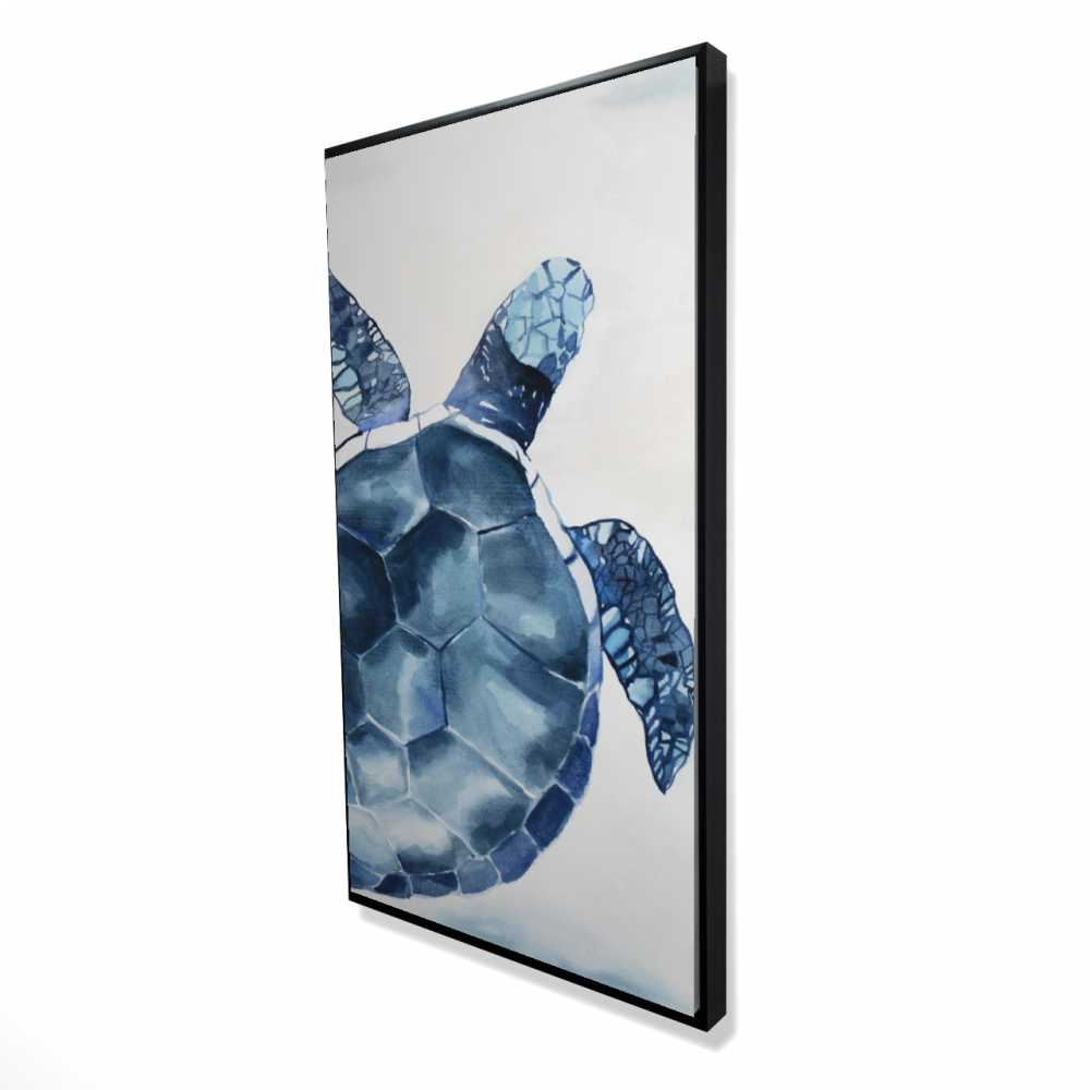 2081-4824-AN393 24 x 48 in. Blue Turtle - Classic Blue Reptile Framed Canvas Decor
