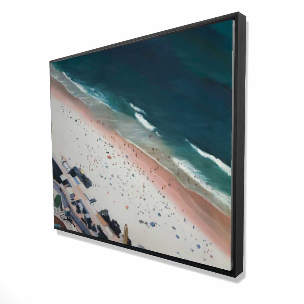 2081-4860-CO126 48 x 60 in. Hot Day at the Beach - Coastal Bathroom Framed Canvas Decor