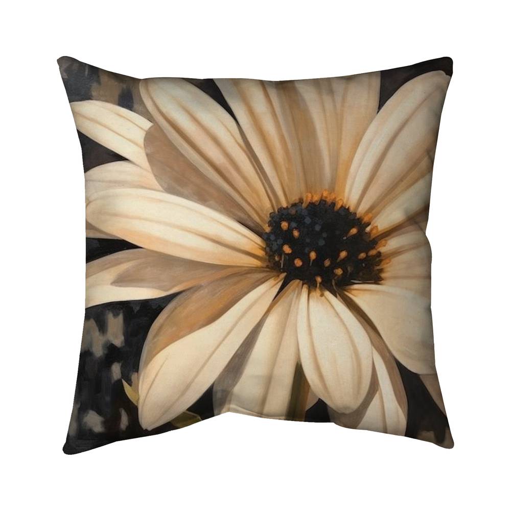 5541-2020-FL380 20 x 20 in. Open Daisy Black Flowers Poly Twill Throw Pillow - Decor