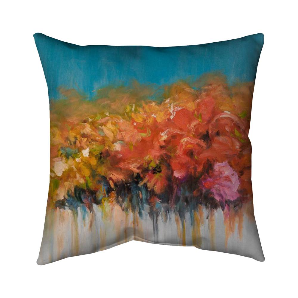 5543-1818-AB28 18 x 18 in. Orange Flowers Bundle - Abstract Poly Twill Throw