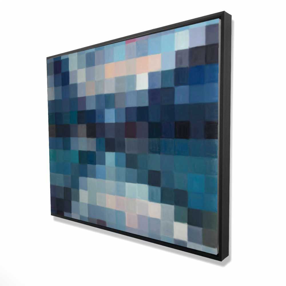 2081-4860-MI104 48 x 60 in. Pixelated Mountainous Landscape - Framed Canvas Wall Art