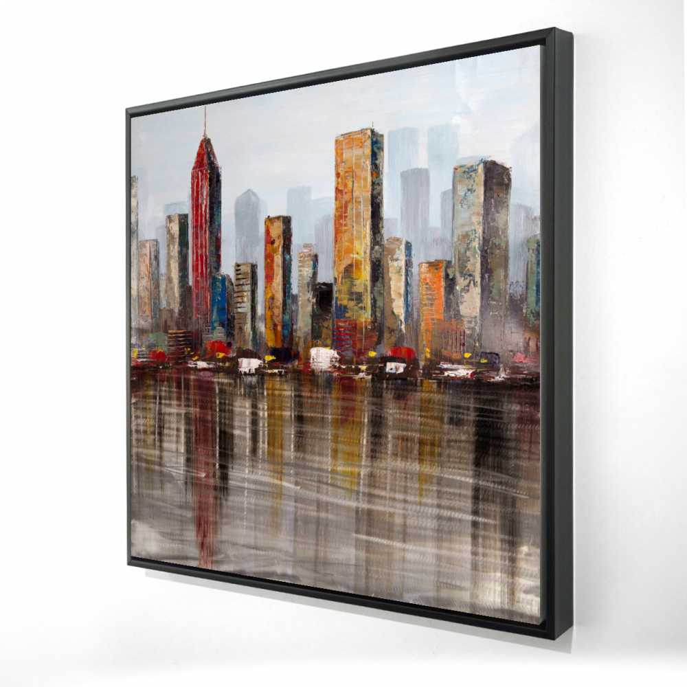 2081-3636-CI232 36 x 36 in. Rust Looking City - Industrial Red Framed Canvas - Decor