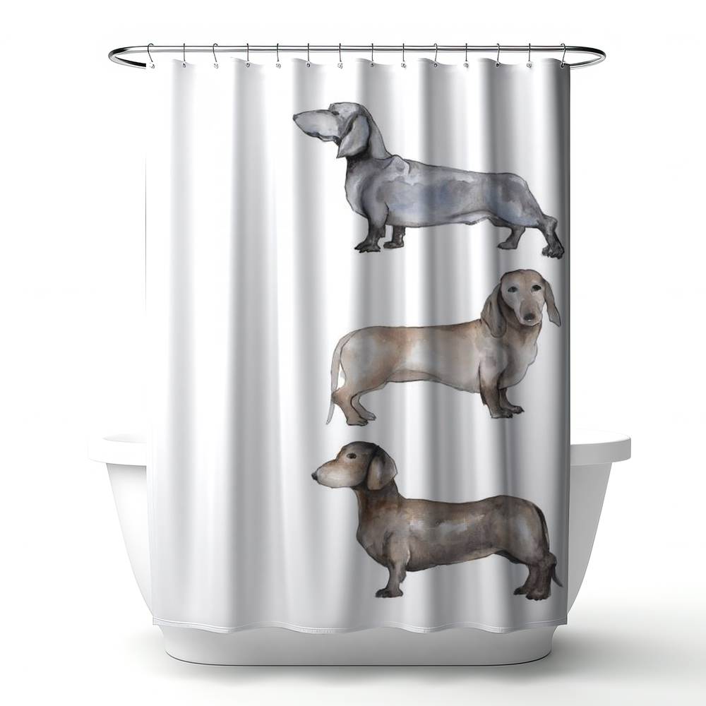 4240-7174-AN409 71 x 74 in. Small Dachshund Dog Shower Curtain - Brown Pet Bedroom Decor