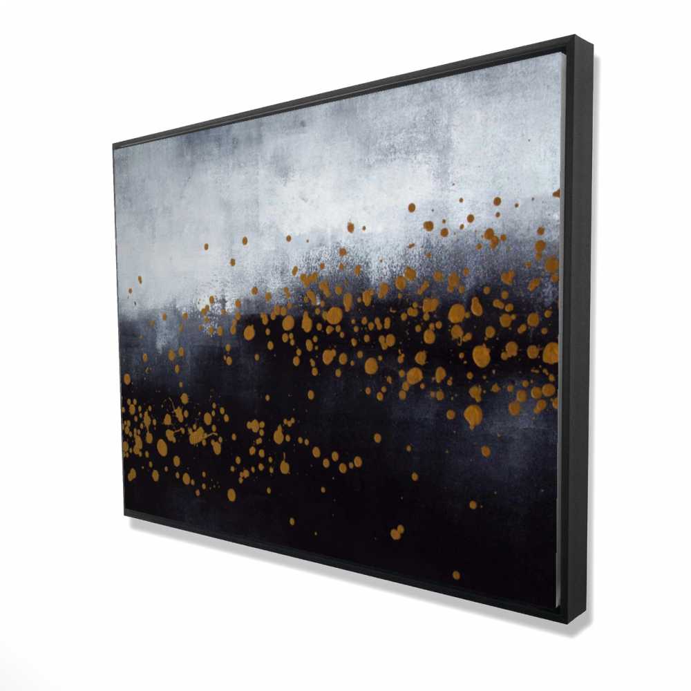 2081-3648-AB53 36 x 48 in. Two Shades of Gray with Gold Dots - Abstract Canvas Art