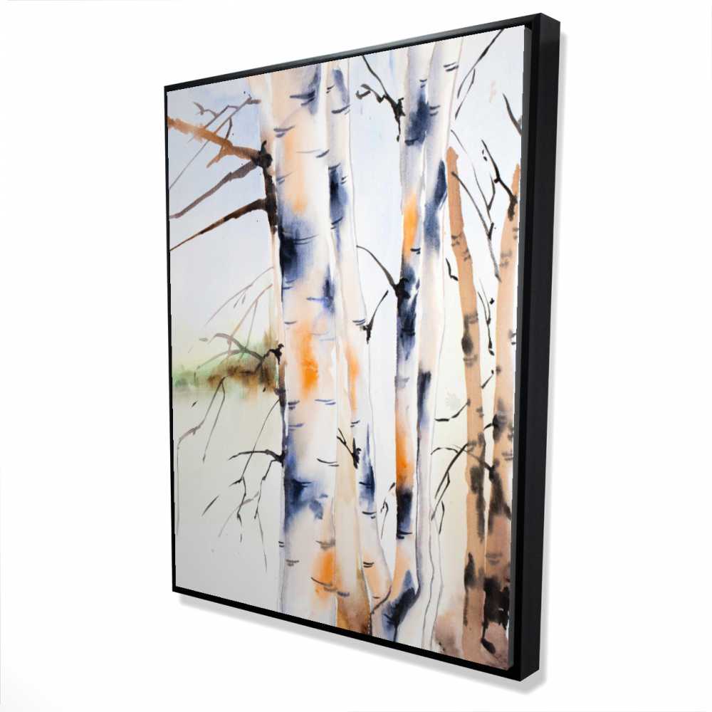 2081-4836-LA132 36 x 48 in. Birchs Trunks - Office Brown Framed Canvas for Home Decor