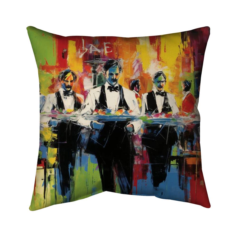 5543-1818-GA139 18 x 18 in. Classic Waiters - Abstract Kitchen Poly Twill Throw