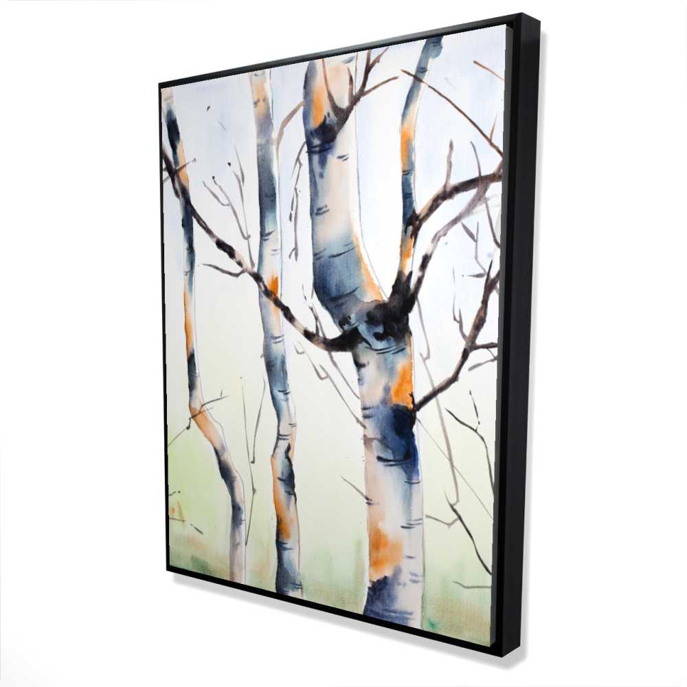 2081-4836-LA133 36 x 48 in. Three Small Birch Trees - Gray Landscapes Framed Canvas Art