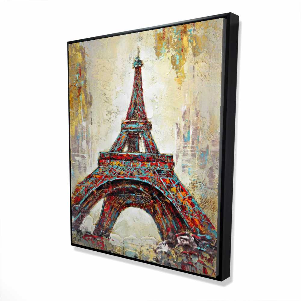 2081-6048-CI47 48 x 60 in. Abstract Eiffel Tower - Turquoise Framed Canvas Home Decor