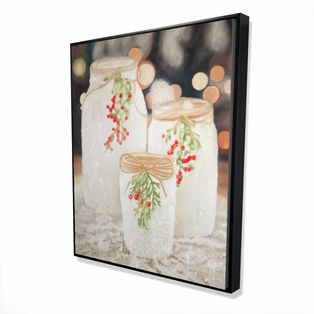 2081-6048-HO10 48 x 60 in. Christmas Candles - Rustic Snow Framed Canvas Decor
